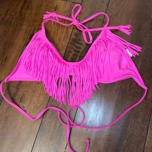 Fringe Hot Pink Bathing Suit Top